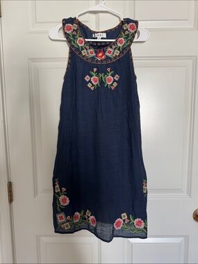 THML Navy Embroidered Floral Sundress with Pink & Green Accents